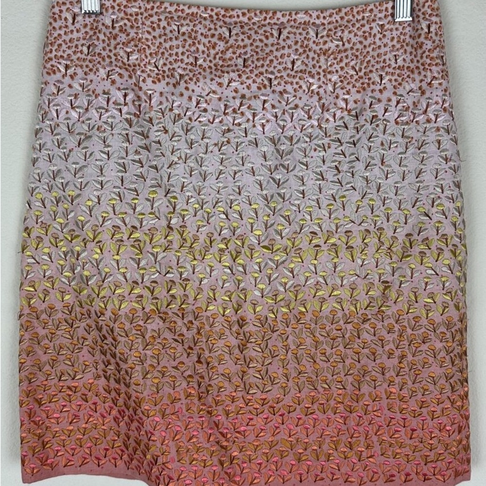 HD in PARIS Embroidered Linen Mini Skirt 4 Floral Botanical Ombre Anthropologie
